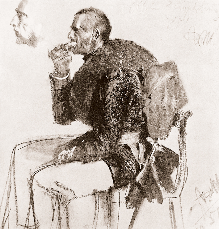  Adolpyh Von Menzel —— 吃食物的男人